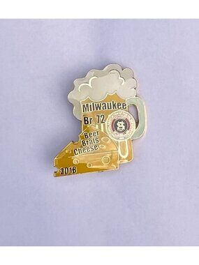 Vintage Milwaukee Branch 72 Beer Brats Cheese 2018 NAPS Enamel Lapel Pin Wiscons